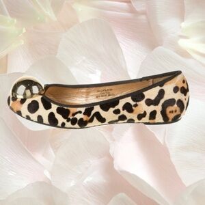 Kate Spade Leather and Calf Fur Animal Print Ballet Flats, 5M